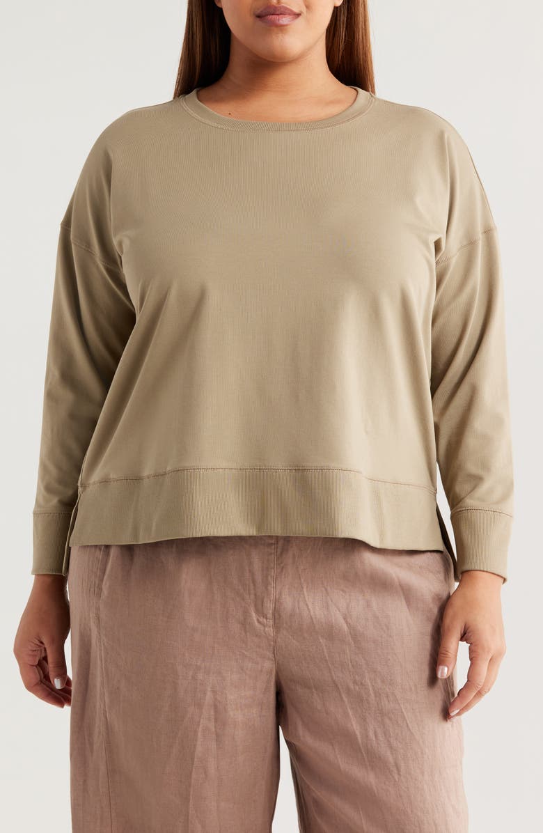 Eileen Fisher Crewneck Organic Cotton Long Sleeve Shirt, Main, color,