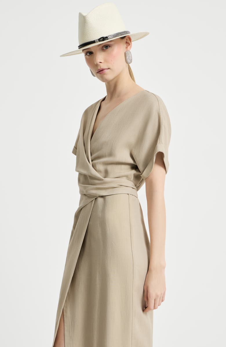 Brunello Cucinelli Wrap-effect dress, Alternate, color, Beige