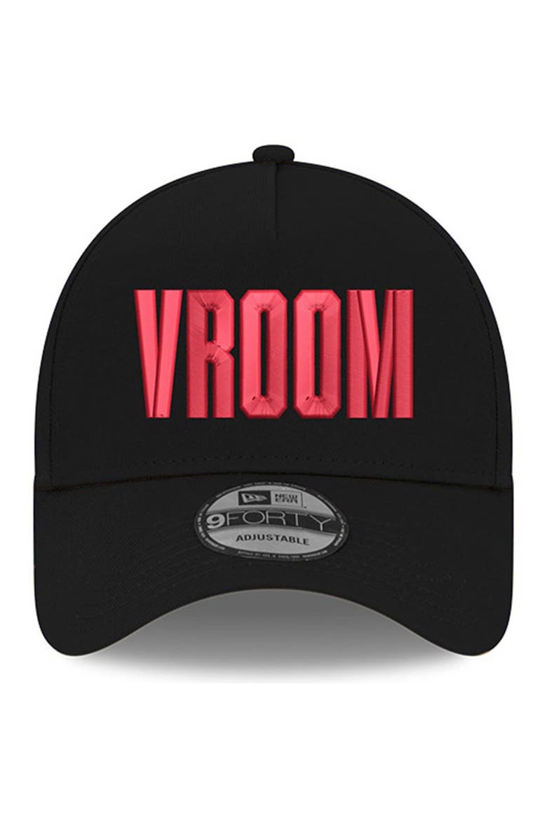 Men's New Era Black NASCAR Vroom 9FORTY A-Frame Adjustable Trucker Hat, Alternate, color, Black