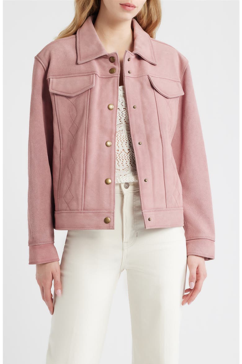 Cow Split Leather Jacket, Main, color, PINK