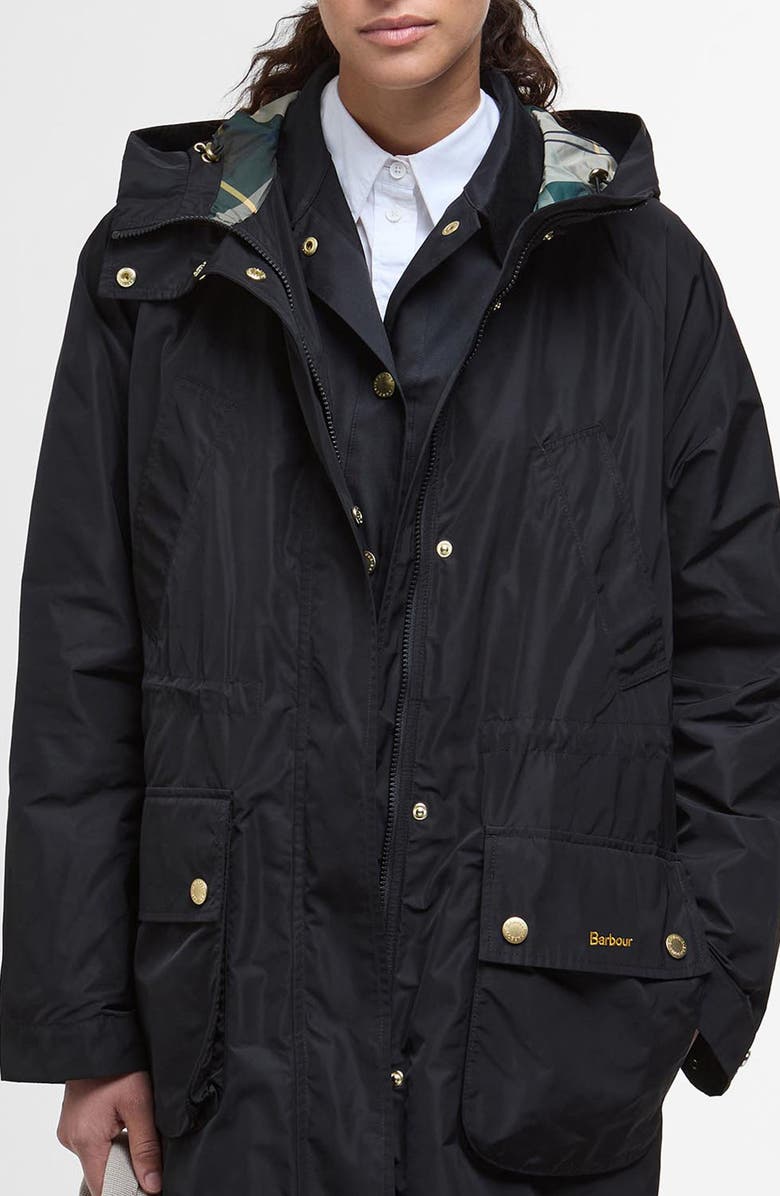 Barbour Una Showerproof Water Resistant Hooded Raincoat, Main, color, 