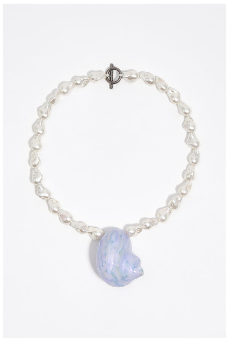 Pearl And Enameled Seashell Necklace, Main, color, BLUE