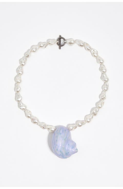 Pearl And Enameled Seashell Necklace