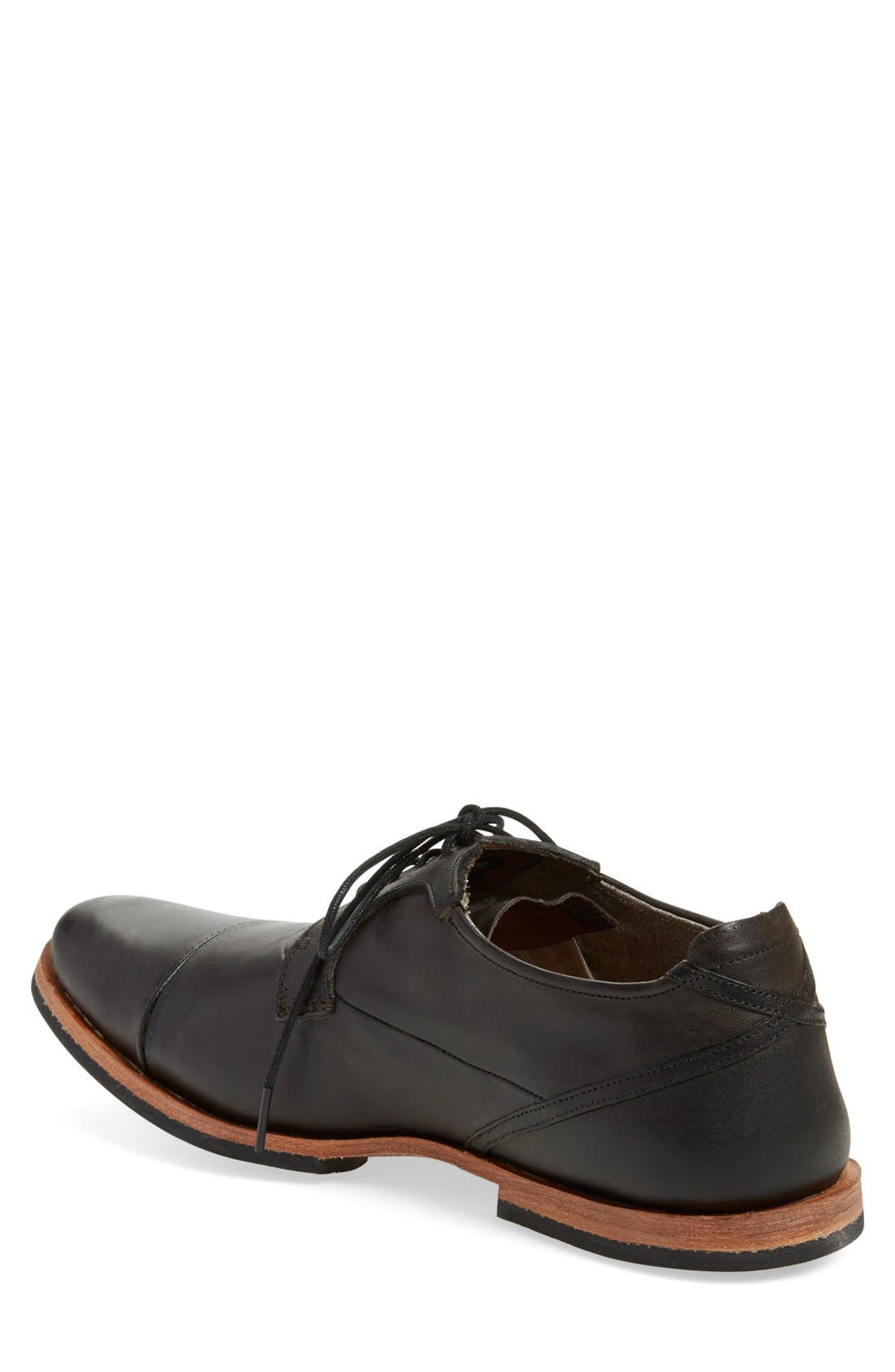 'Wodehouse Lost History' Cap Toe Oxford, Alternate, color, BURNISHED BLACK LEATHER