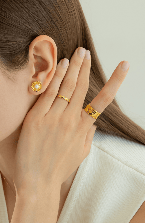 Bearfruit Jewelry 18k Gold Plated Sterling Silver Classic Gold Ring Duo Holiday Gift Guide In Gold