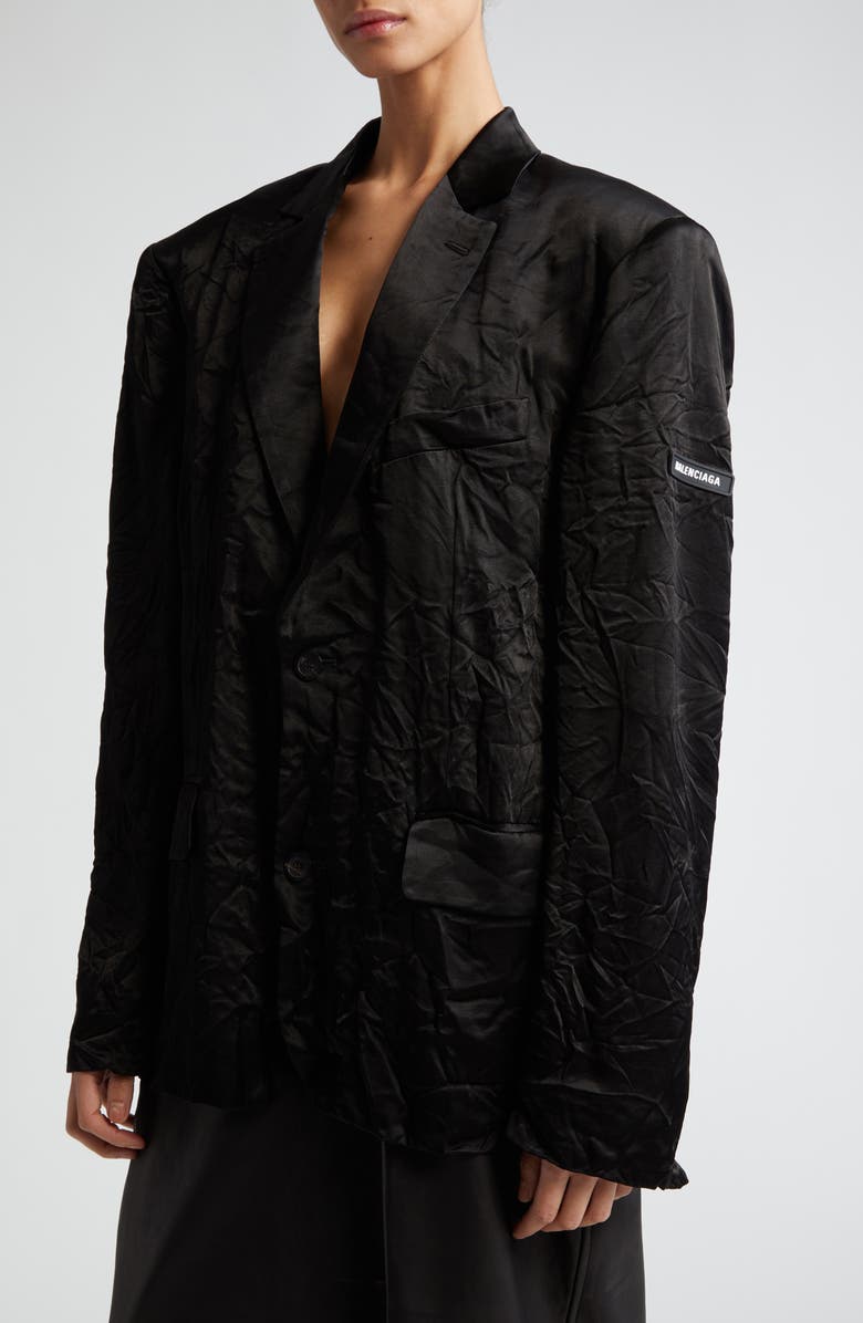 Balenciaga Washed Crumpled Blazer, Alternate, color,