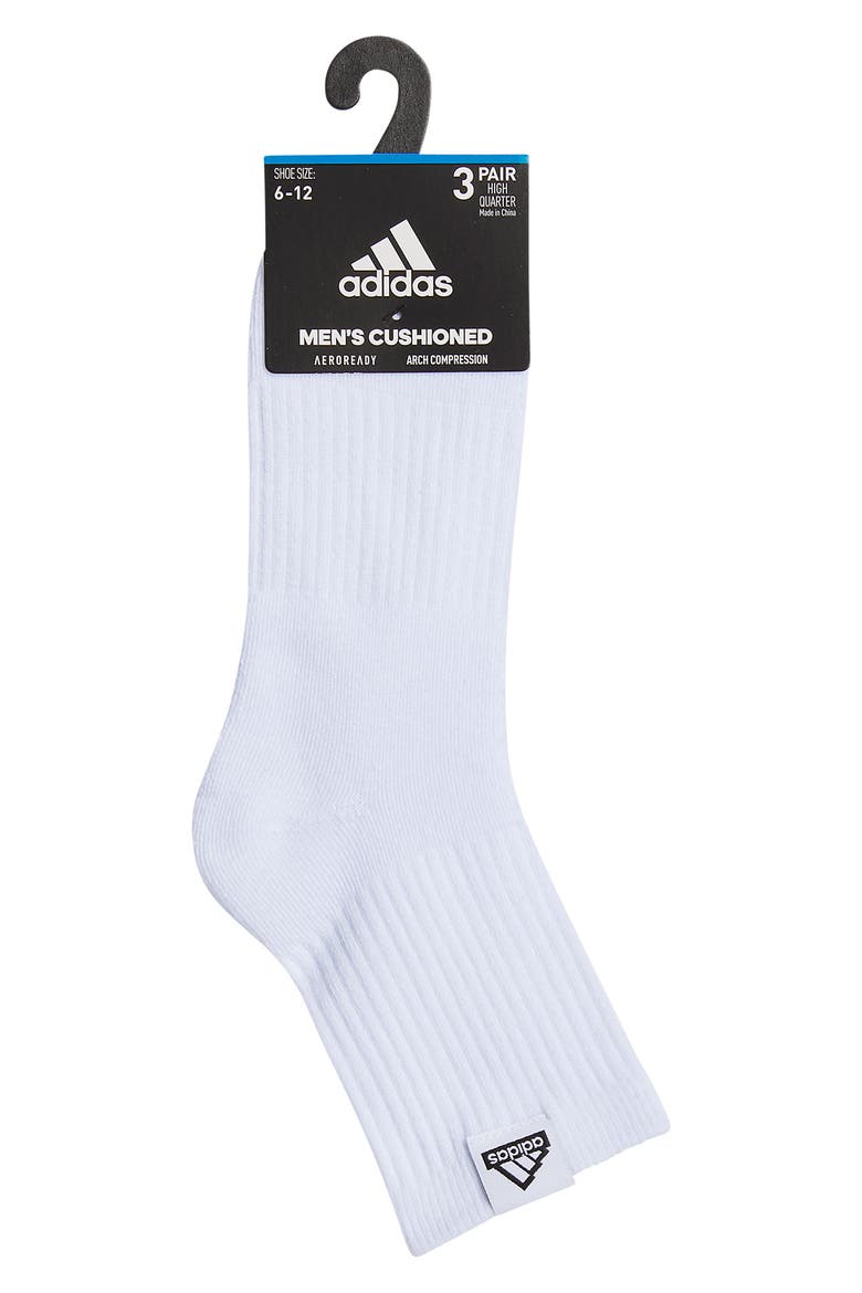 3-Pack AEROREADY 3.0 Cushioned Sport Quarter Socks, Alternate, color, WHITE/ BLACK