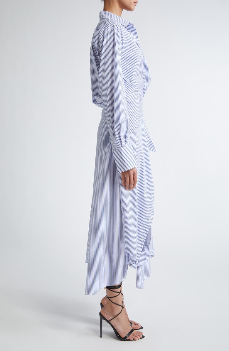 MONSE Cascade Stripe Long Sleeve Deconstructed Shirtdress, Alternate, color, Ivory/ Navy