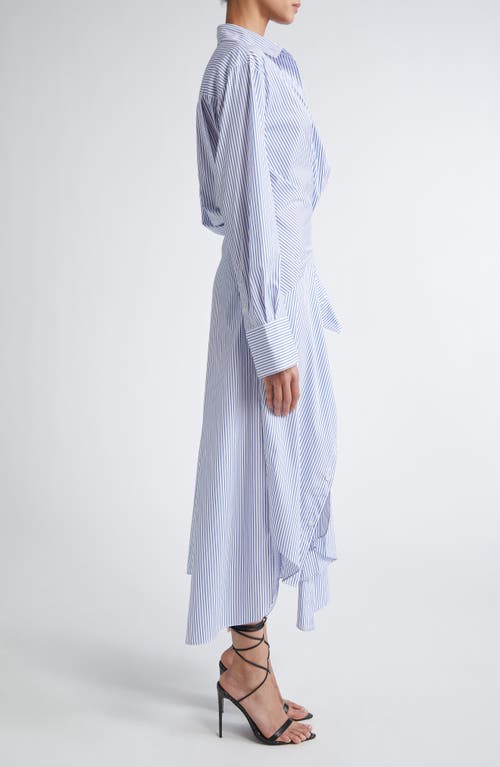 Monse Cascade Stripe Long Sleeve Deconstructed Shirtdress In Ivory/navy