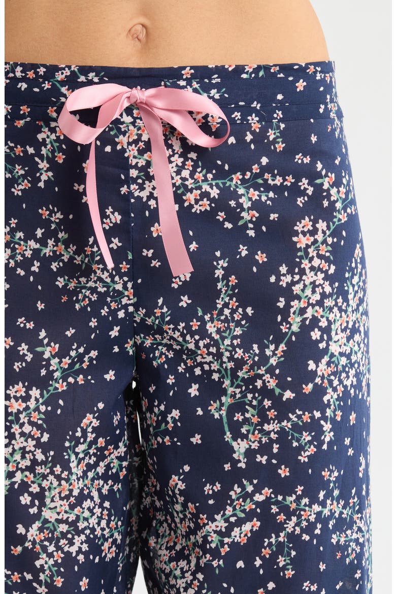 Cherry Blossom Cotton Voile Pajamas, Alternate, color, NAVY
