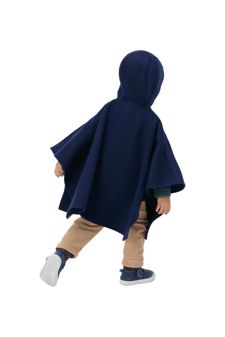 Kids Hooded Cashmere Poncho, Alternate, color, navy