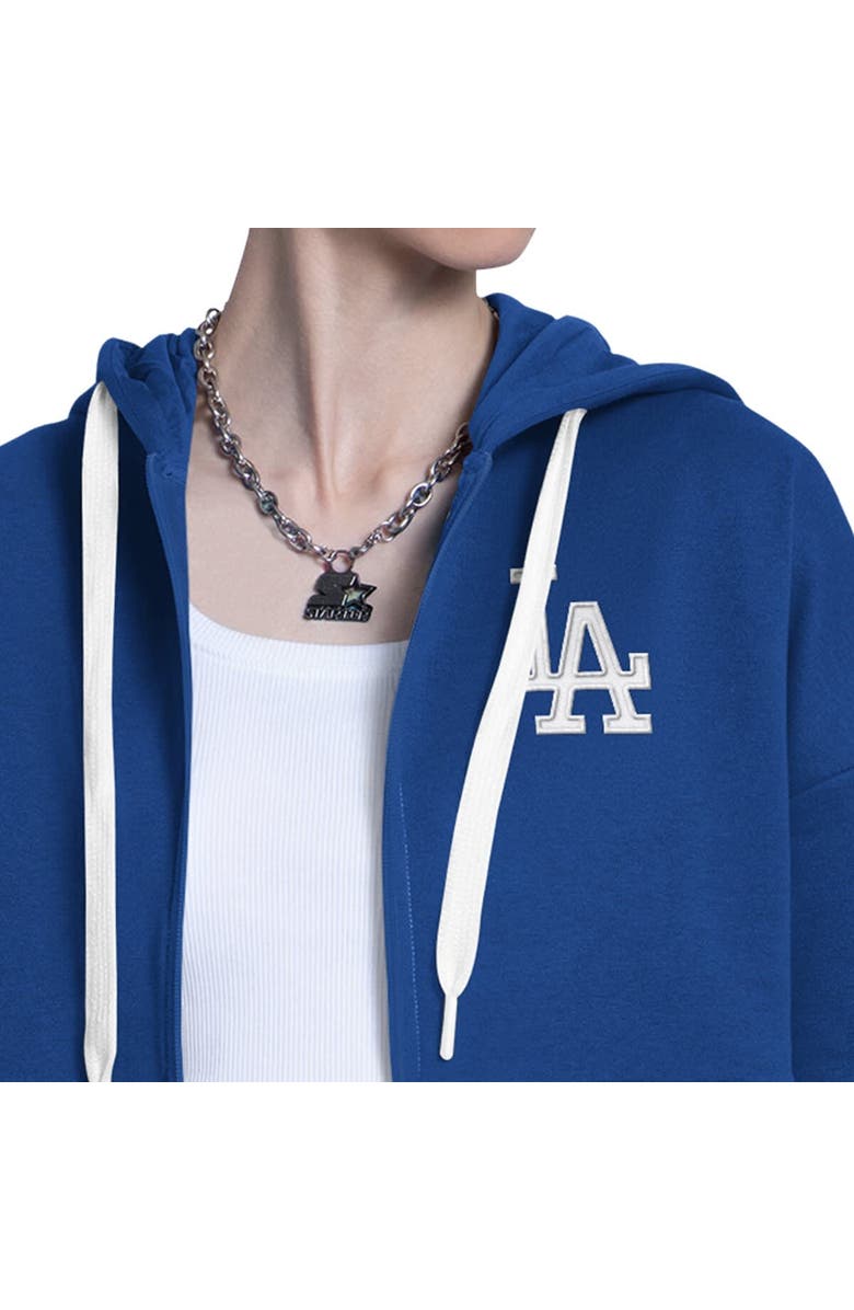 STARTER Women's Starter Royal/Heather Gray Los Angeles Dodgers Wishbone Full-Zip Hoodie, Alternate, color, Royal