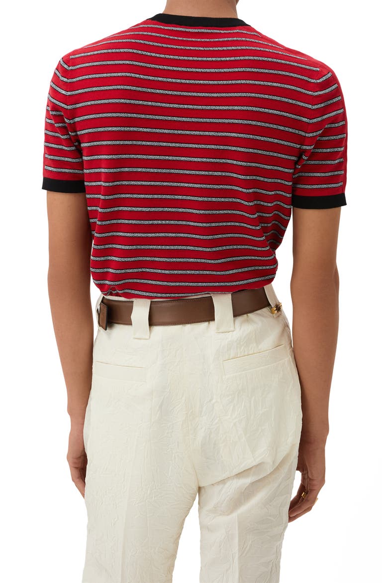 Greca Stripe Jacquard T-Shirt, Alternate, color, RED JUMPSUIT