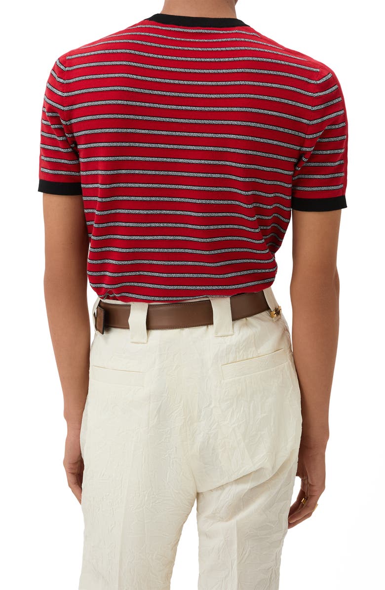 Versace Greca Stripe Jacquard T-Shirt, Alternate, color, Red Jumpsuit