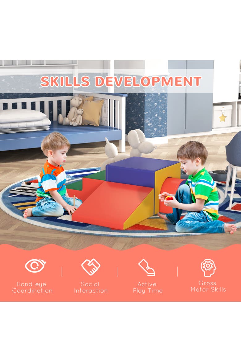 Foam Play Set for Toddlers, Easy-to-clean Soft & Safe Climbing Set, Alternate, color, Assorted
