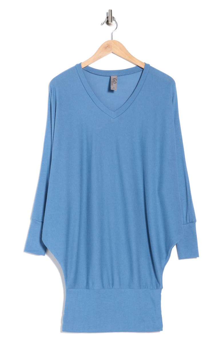 GO COUTURE V-Neck Dolman Tunic Sweater, Main, color, Lyons Blue