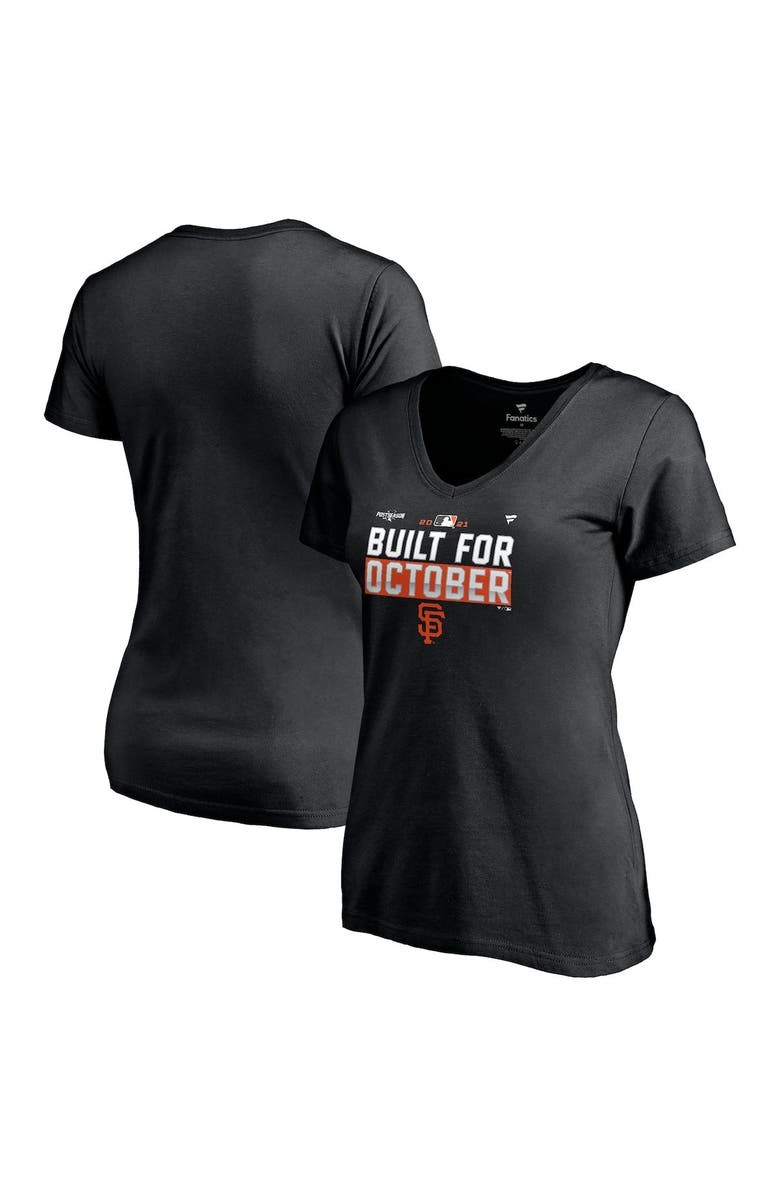 FANATICS Women's Fanatics Branded Black San Francisco Giants 2021 Postseason Locker Room Plus Size V-Neck T-Shirt, Alternate, color, 