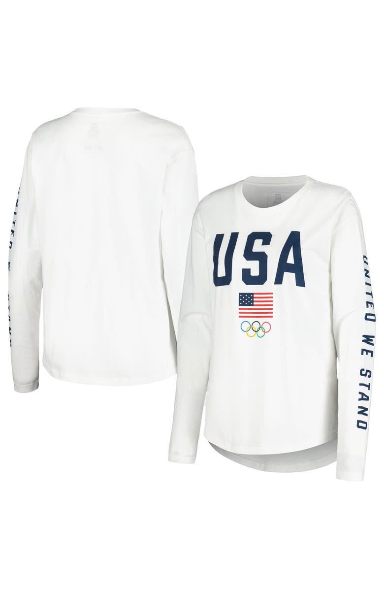 Outerstuff Women's White Team USA United We Stand Long Sleeve T-Shirt, Alternate, color, 