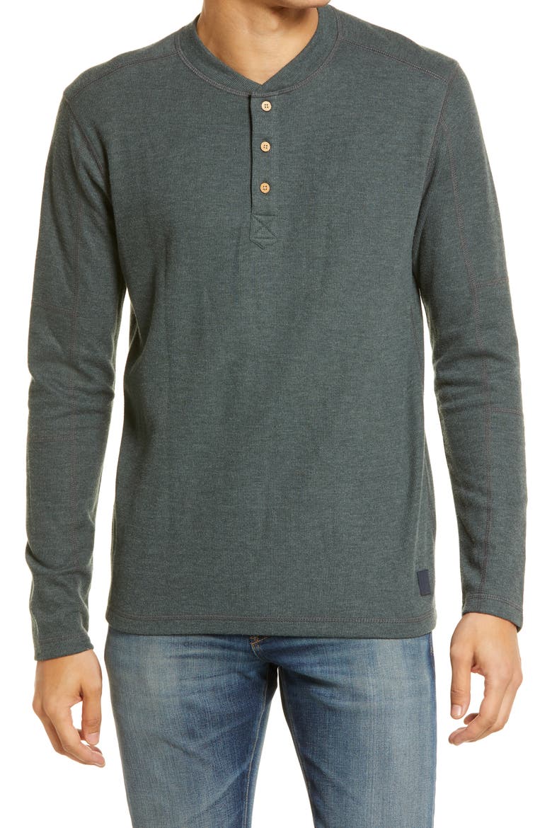 Men's Cotton Blend Henley, Main, color, BLUISH GREEN