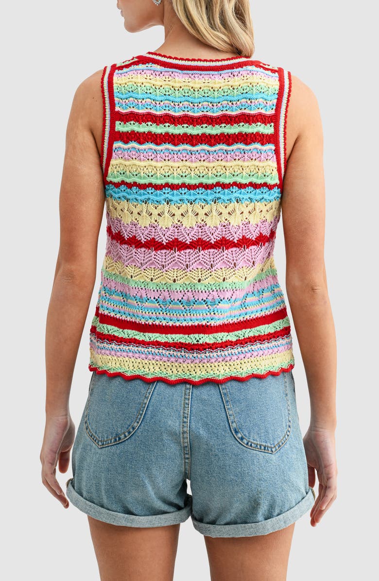 All in Favor Stripe Sleeveless Knit Top, Alternate, color, Red Multi Stripe