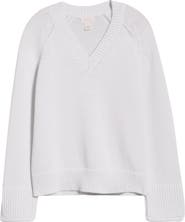 Caslon® Oversize V-Neck Cotton Sweater