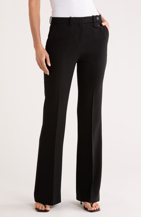 High Waist Flare Leg Crepe Pants