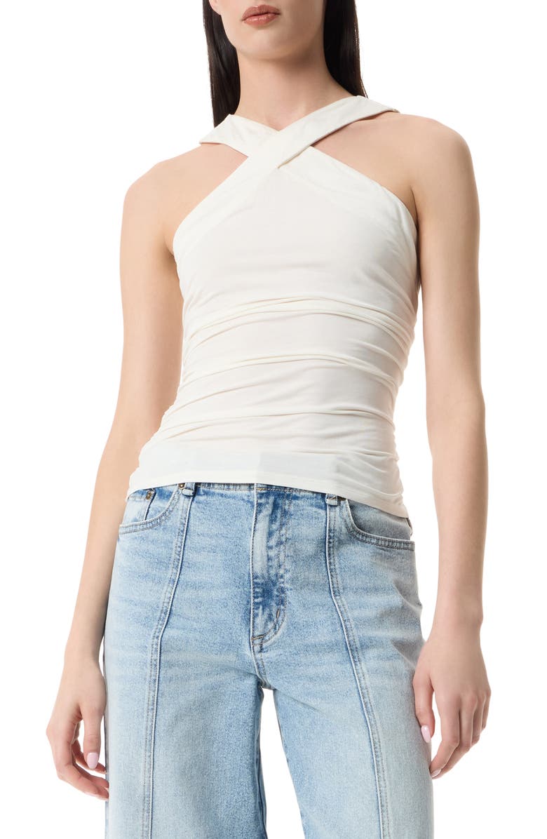 Robert Rodriguez Ondea Shirred Crossover Tank, Main, color, Snow White