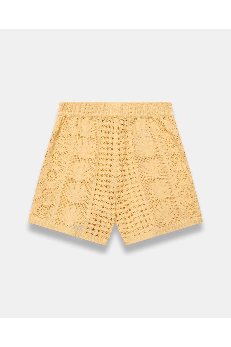 Cotton Blend Crochet Shorts, Alternate, color, Yellow