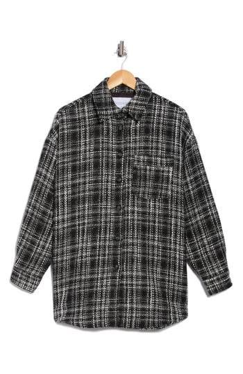 Lucy Paris Jacque Oversize Plaid Shirt Jacket In Black
