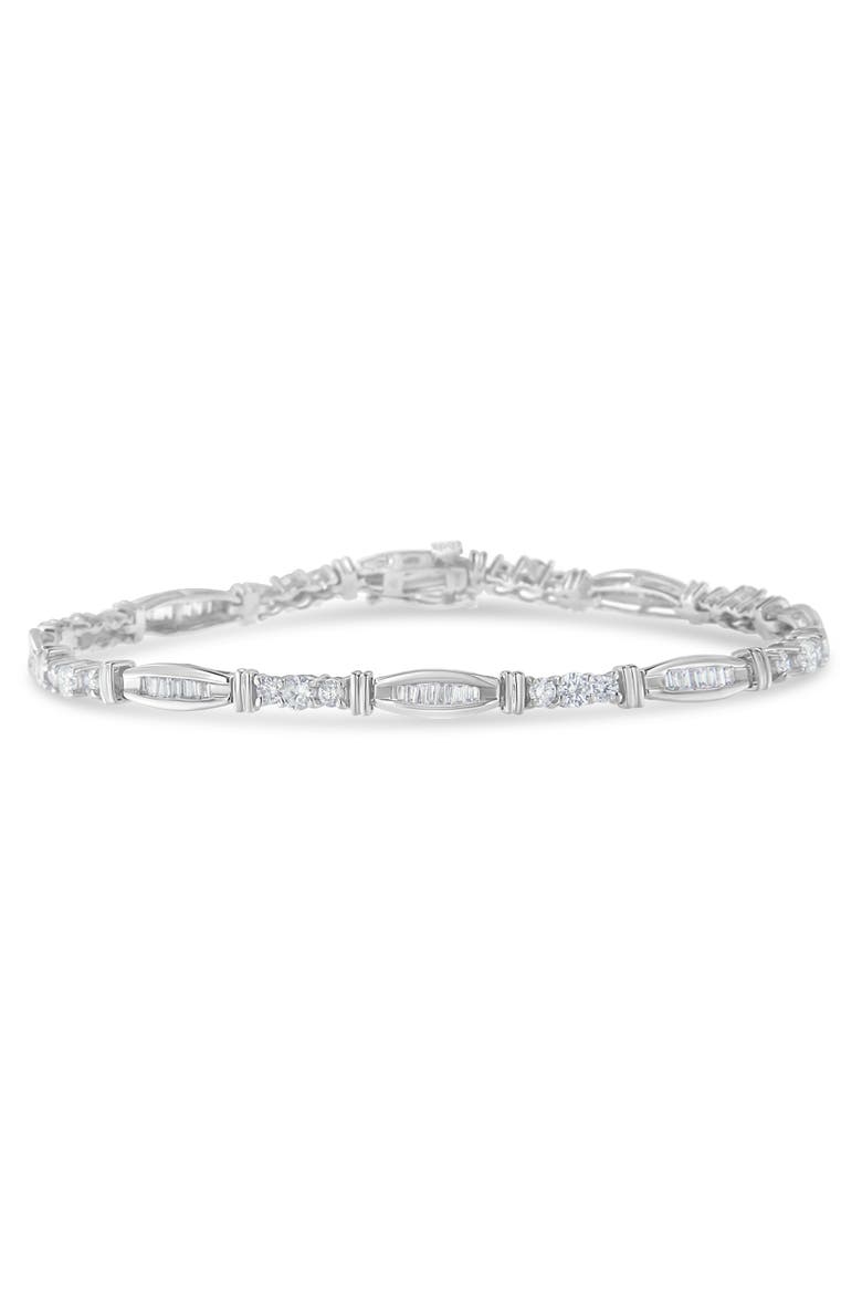 10K White Gold Geometric Pattern Diamond Tennis Bracelet, Main, color, White