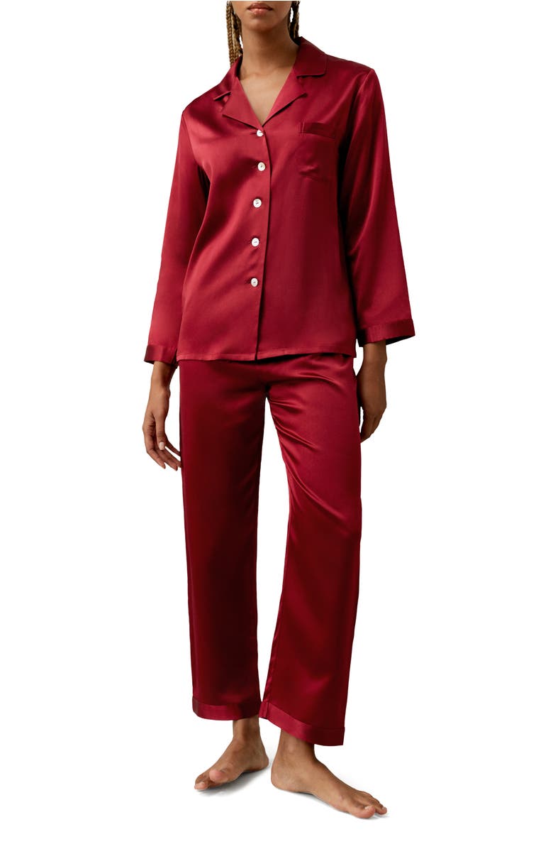 Lilysilk Full Length Silk Pajamas Set, Main, color, Claret