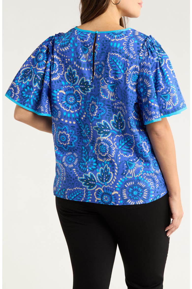 Kenner Print Flutter Sleeve Top, Alternate, color, BLUE-CREAM-MULTI