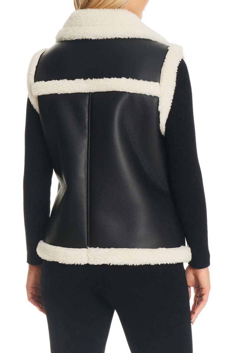 Sanctuary Bonded Faux Leather & Faux Shearling Vest, Alternate, color,