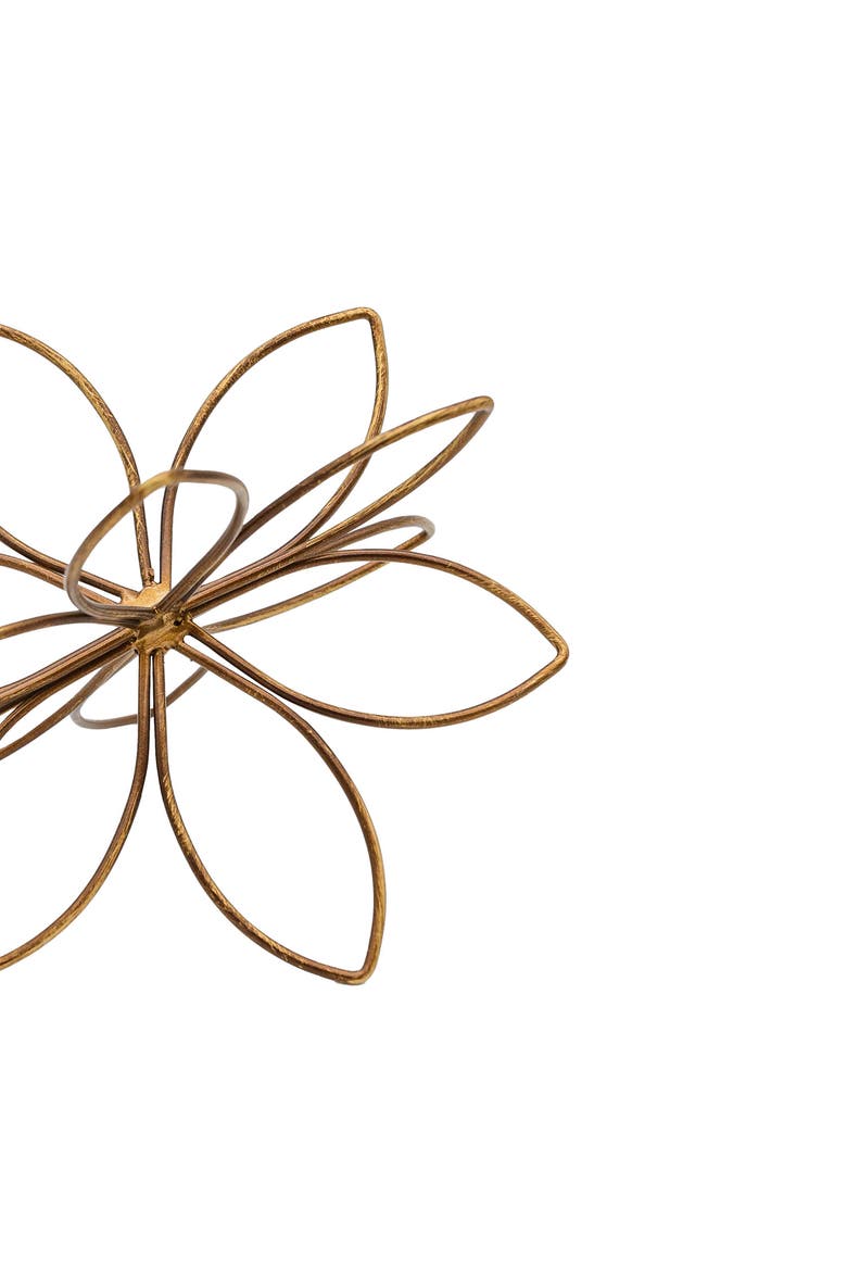 Open Flower Decorative Accent Bronze Metal, Alternate, color, Brown