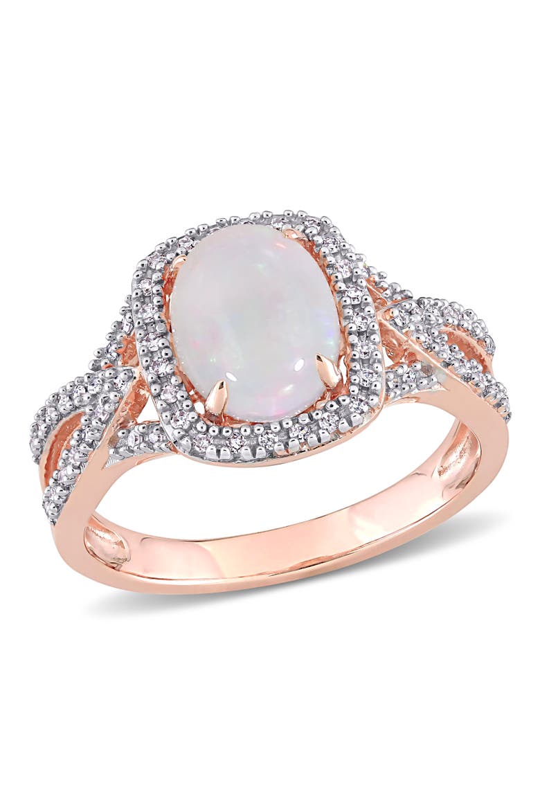 Opal & Diamond Oval Split Shank Ring 10k, Main, color, Opal