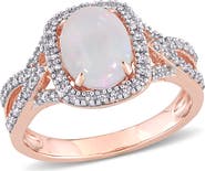 Julianna B. Opal & Diamond Oval Split Shank Ring 10k