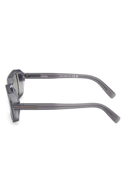 Zegna 55mm Rectangular Polarized Sunglasses In Neutral