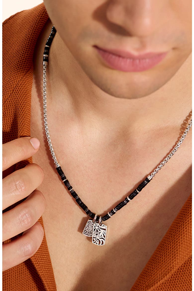 Heishi Tag Necklace Sterling Silver, Alternate, color, SILVER