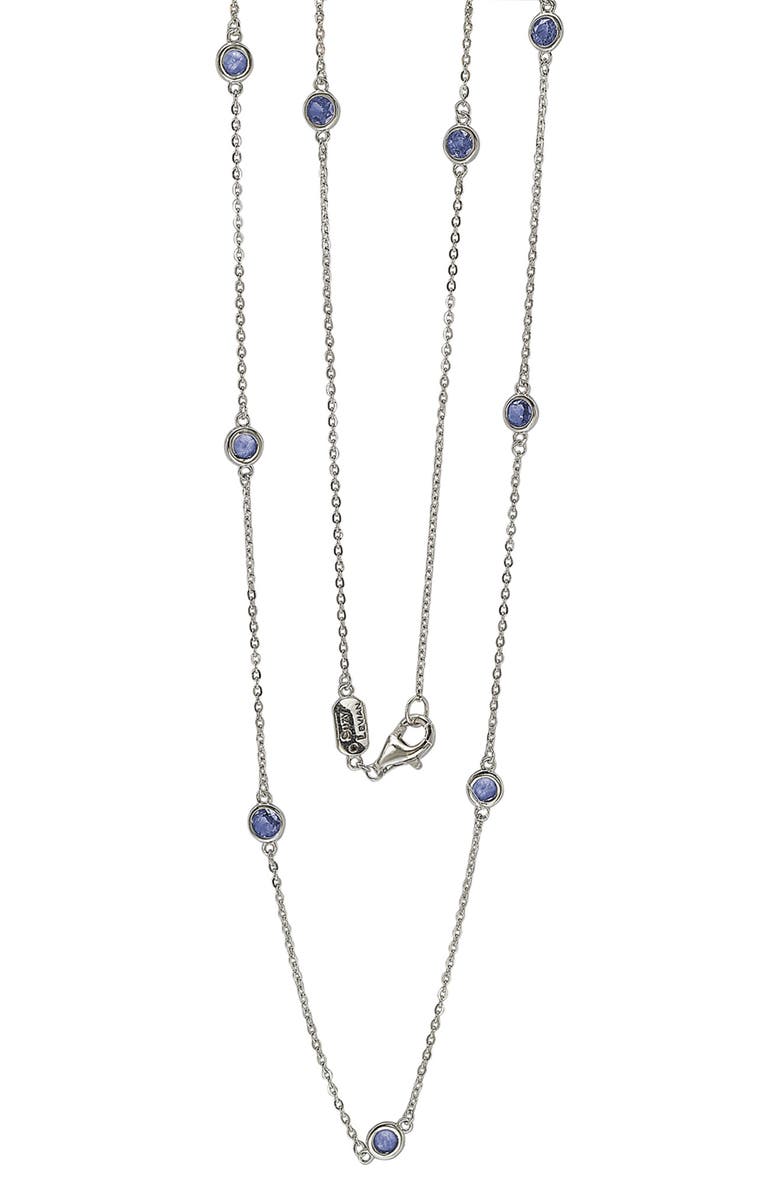 SUZY LEVIAN Sterling Silver Blue Sapphire Station Necklace, Alternate, color, Blue