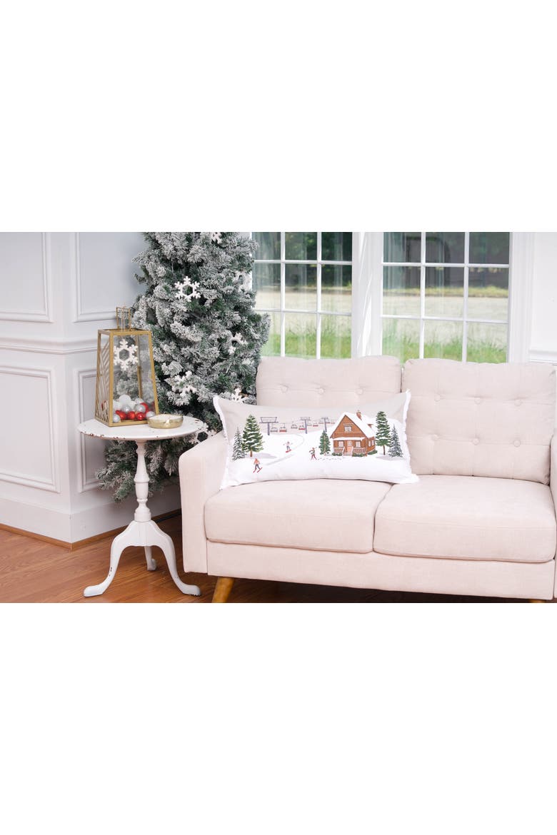 Ski Lodge Indoor Lumbar Mini Lumbar Accent Pillow 14" x 26", Alternate, color, Green