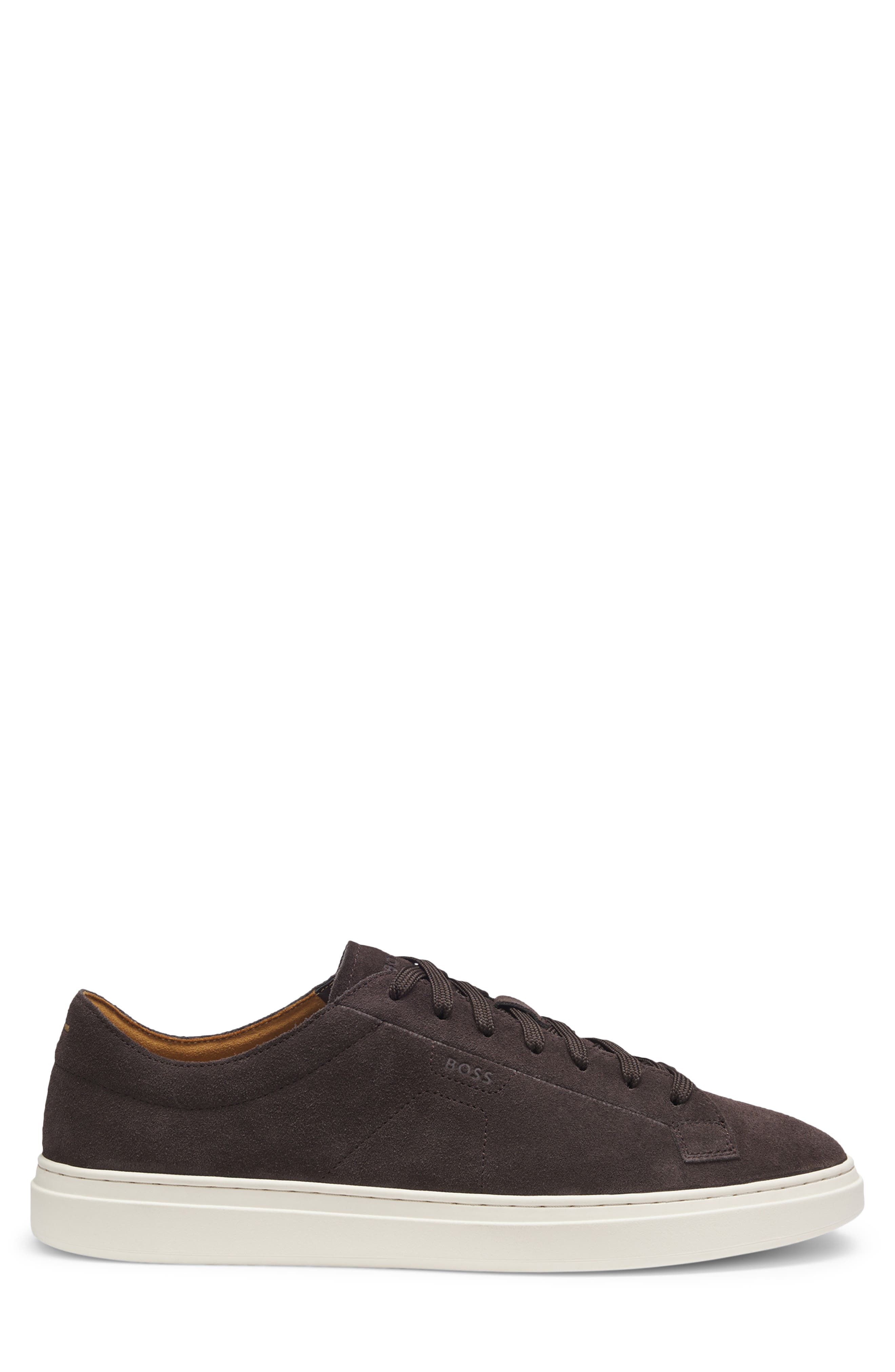 Kieran Suede Low Top Sneaker, Alternate, color, DARK BROWN SUEDE