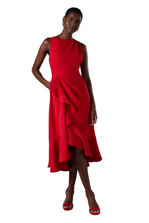 Waterfall Crepe Midi Dress