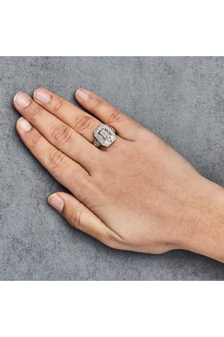 10K Gold 1.0 Cttw Diamond Double Halo Frame Cocktail Ring, Alternate, color, Yellow Gold