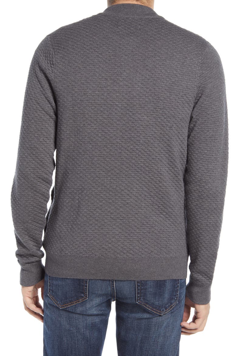 Popcorn Stitch Zip Cardigan, Alternate, color, GREY CASTLEROCK