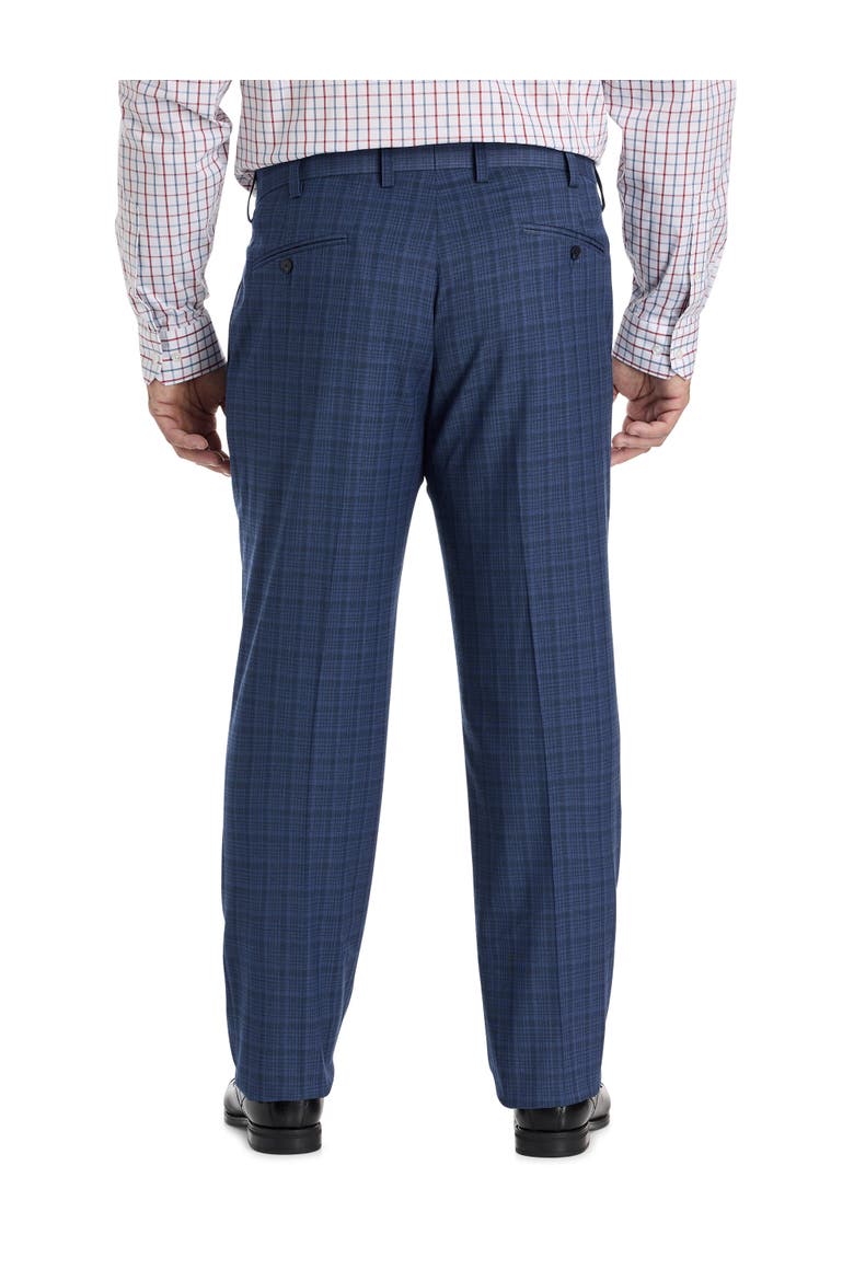 Big & Tall Washed Plaid Suit Pants, Alternate, color, BLUE