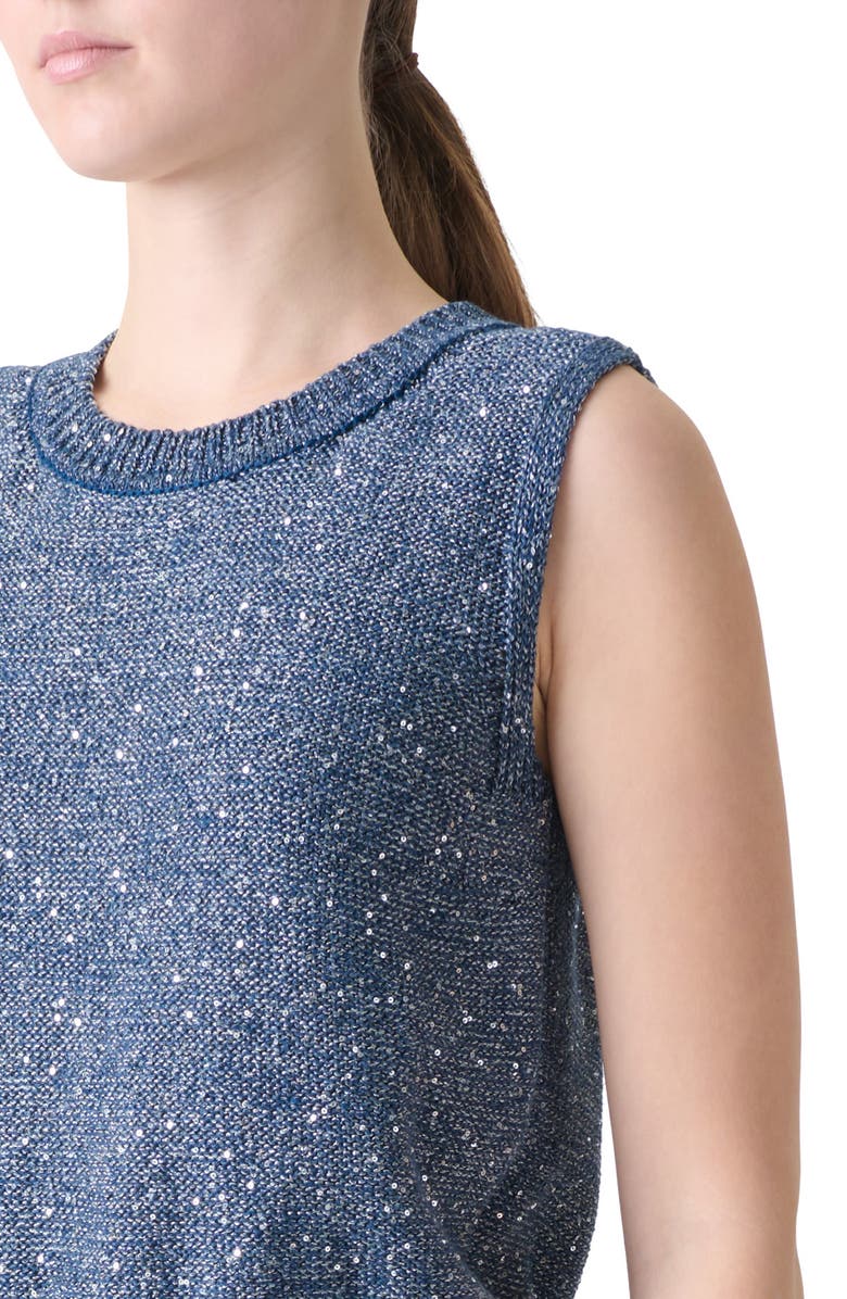 Akris Sequin Linen Blend Sweater Vest, Alternate, color, Granite Blue