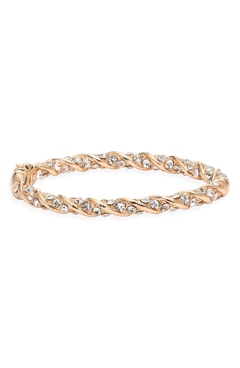 Open Edit Pavé Crystal Hinge Bracelet, Main, color, Clear- Gold