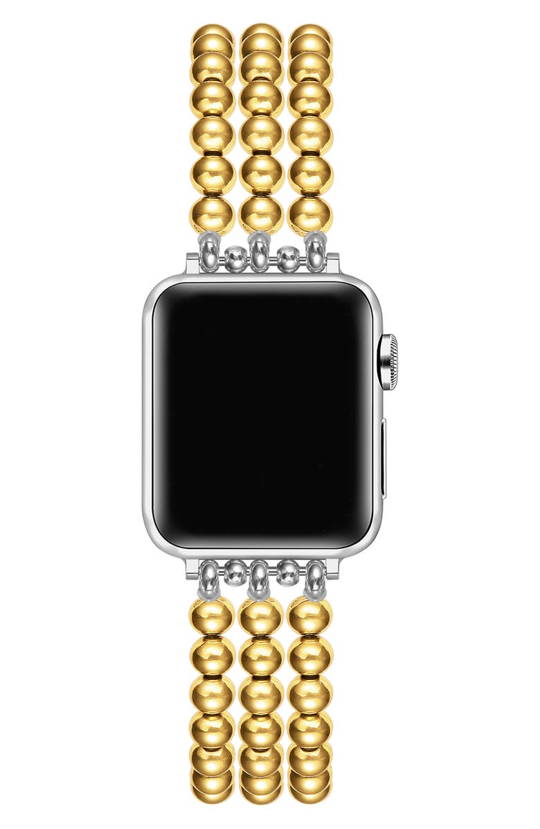 Posh Tech Nova Stainless Steel Beaded Band for Apple Watch, Alternate, color, Gold
