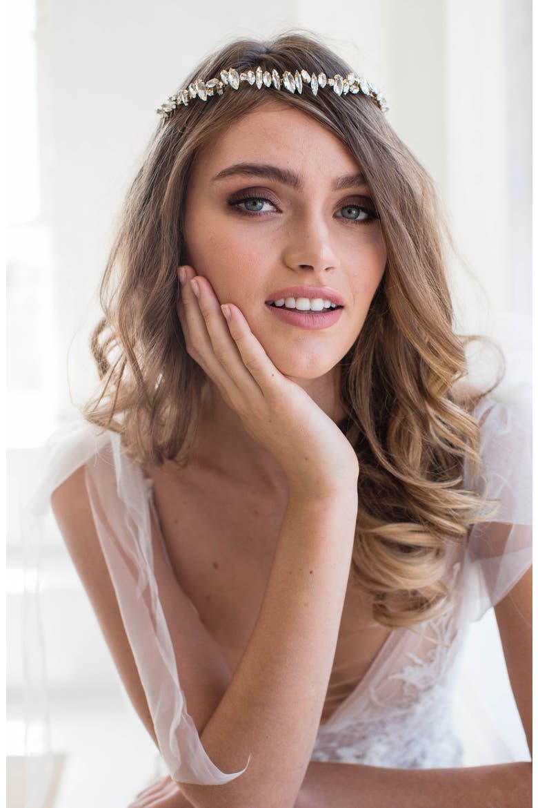 Harlow Crystal Crown Comb, Alternate, color, ROSE GOLD