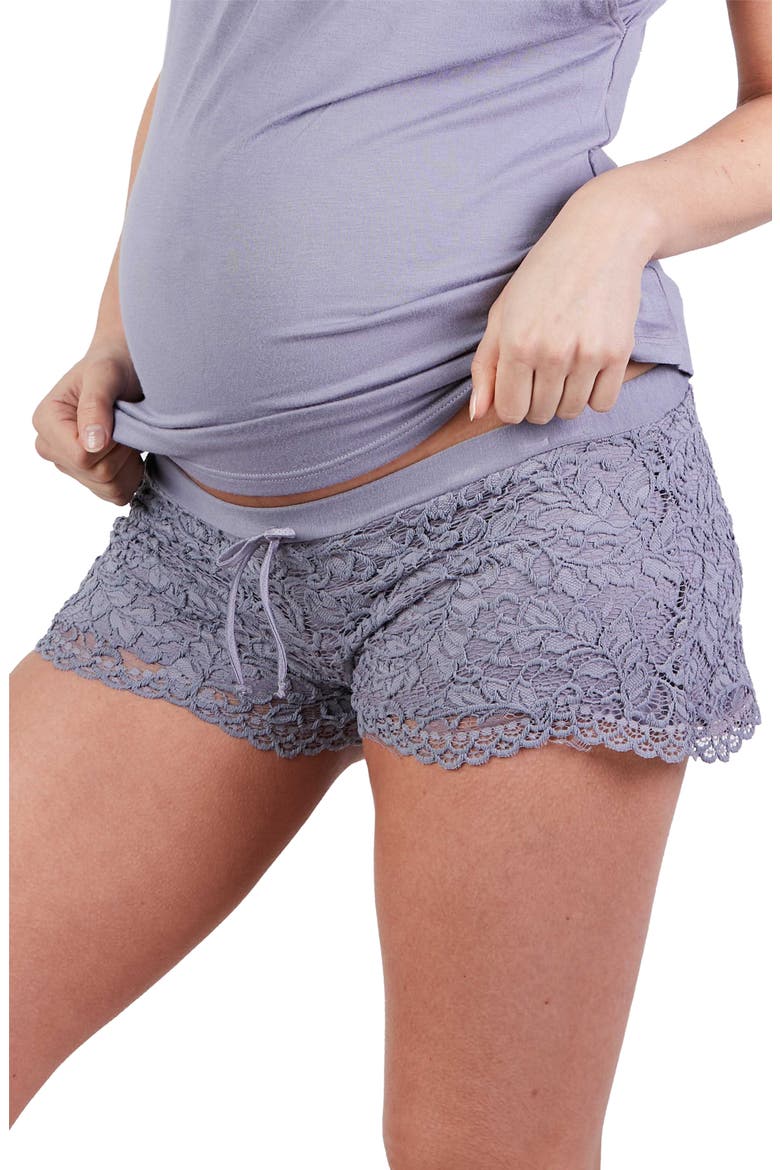 Sofia Lace Maternity Pajama Shorts, Main, color, LILAC